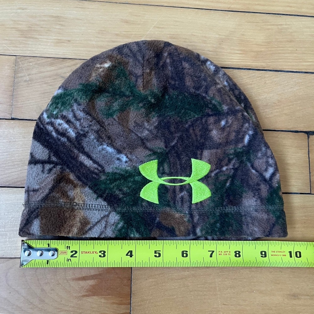 Under Armour Youth Scent Control Beanie Camo Neon Green Fleece Hunting Hat OSFA - Picture 4 of 5